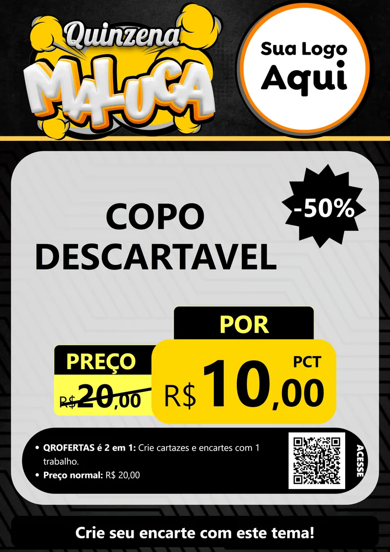 Modelo de Cartaz para Cartaz A4 Vertical com o tema Quinzena Maluca para Embalagens