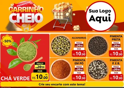 Modelo de Encarte para Encarte A4 Horizontal com o tema Promoção carrinho cheio para Produtos Naturais