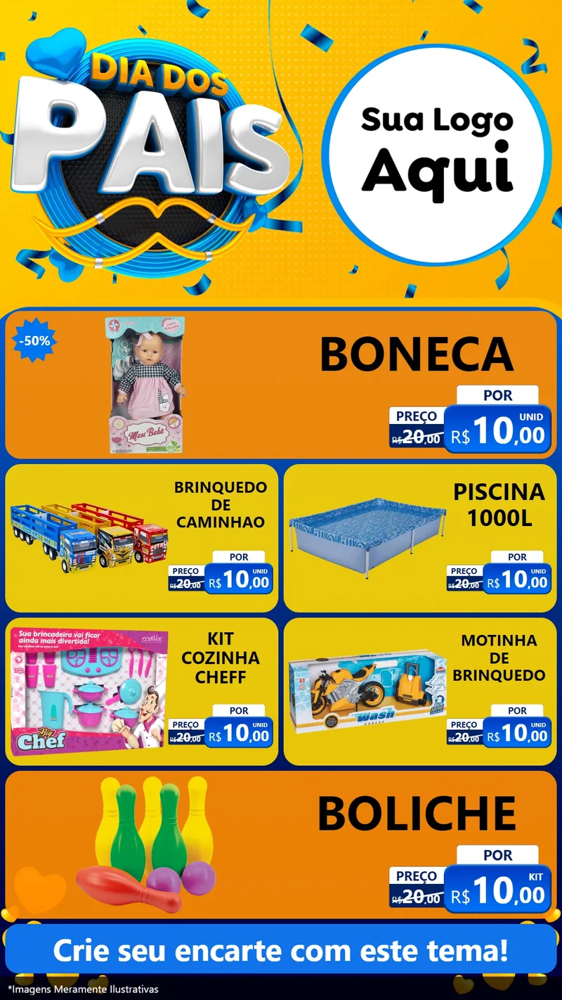 Modelo de TV para TV Vertical com o tema Dia dos Pais para Brinquedos