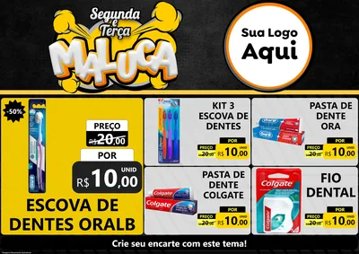Modelo de Encarte para Encarte A4 Horizontal com o tema Segunda e Terça Maluca para Higiene Pessoal