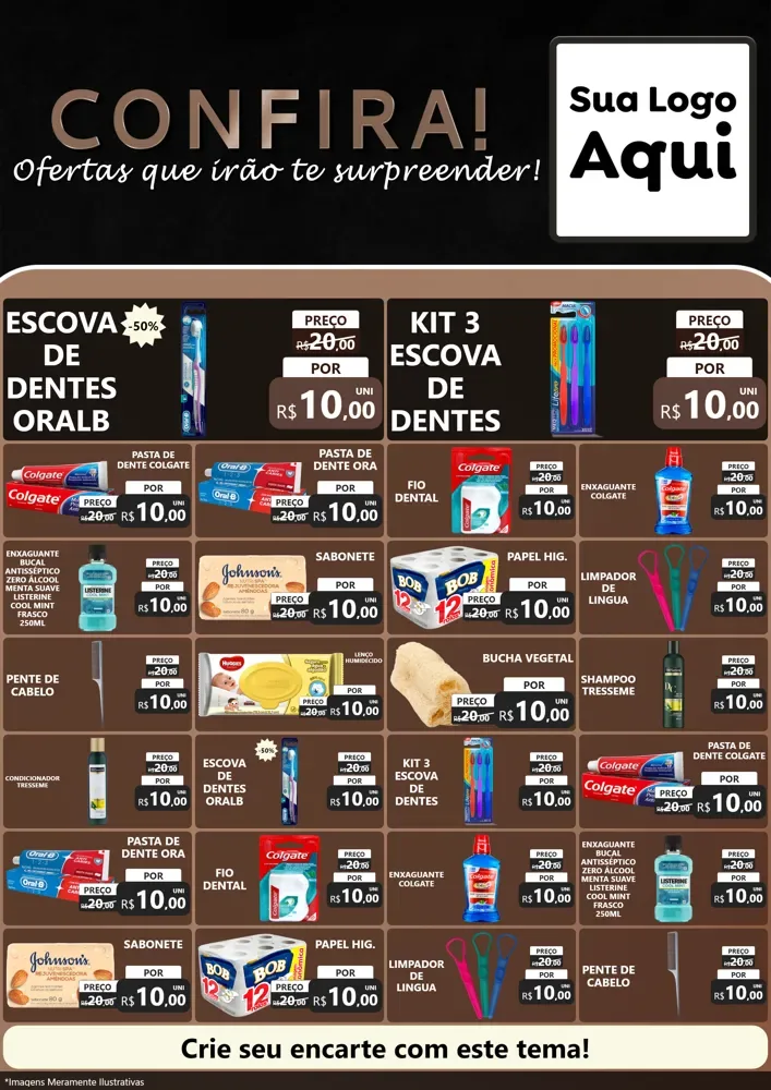 Modelo de Encarte para Encarte A4 Vertical com o tema Confira! Ofertas que irão te surpreender! para Higiene Pessoal