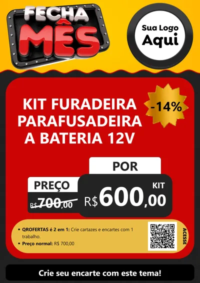 Modelo de Cartaz para Cartaz A4 Vertical com o tema Fecha Mês para Maquinas e Ferramentas