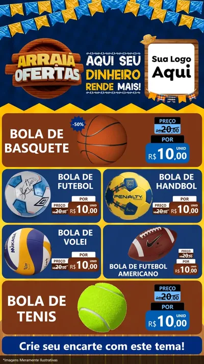 Modelo de TV para TV Vertical com o tema Arraiá de Ofertas - Junina para Artigos Esportivos