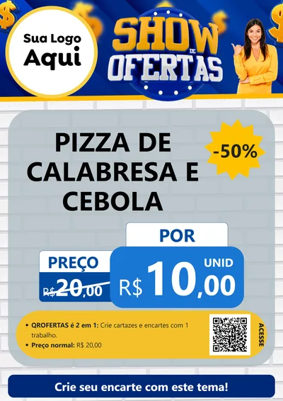 Modelo de Cartaz para Cartaz A4 Vertical com o tema Show de Ofertas para Pizzaria