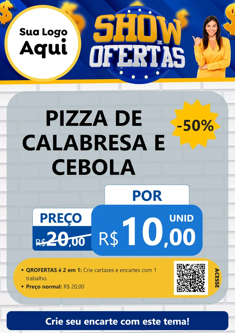 Modelo de Cartaz para Cartaz A4 Vertical com o tema Show de Ofertas para Pizzaria