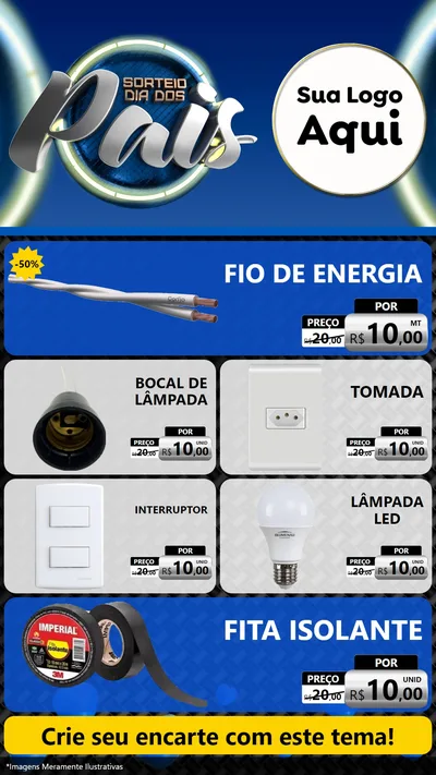 Modelo de TV para TV Vertical com o tema Sorteio Dia Dos Pais para Materiais Elétricos