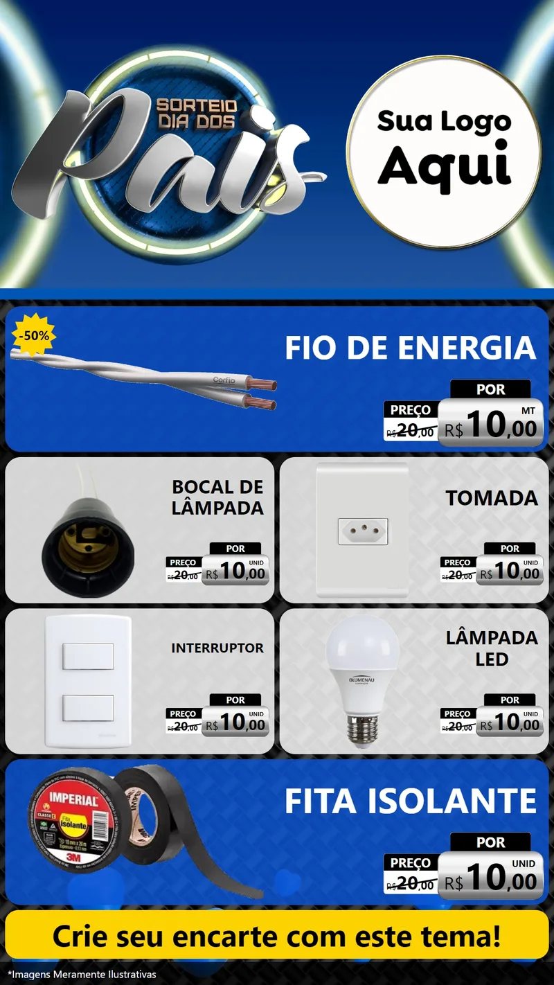 Modelo de TV para TV Vertical com o tema Sorteio Dia Dos Pais para Materiais Elétricos