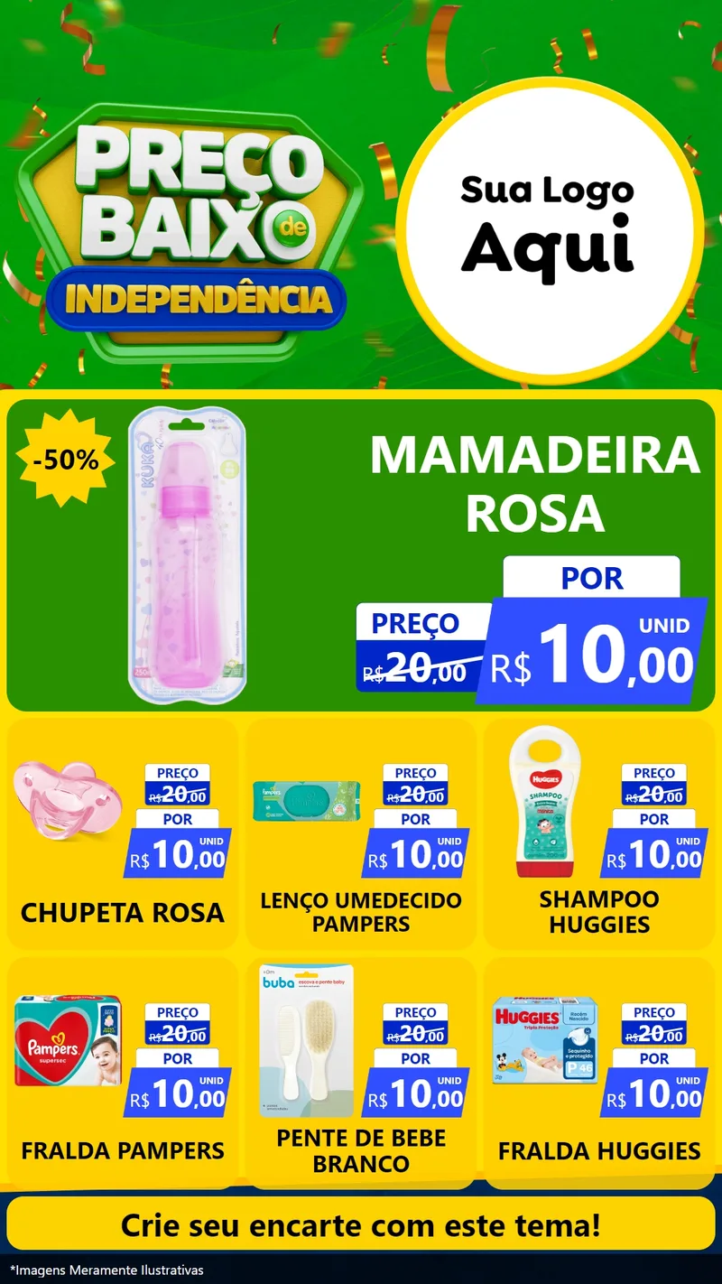Modelo de Rede Social para Stories com o tema Preço Baixo de Independência para Bebês