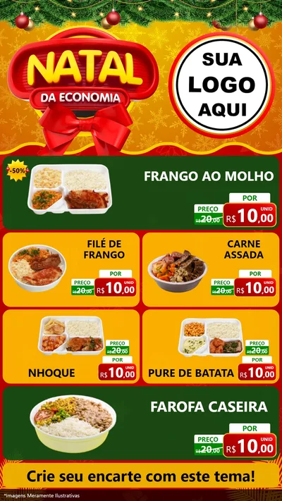 Modelo de TV para TV Vertical com o tema Natal da Economia para Restaurante