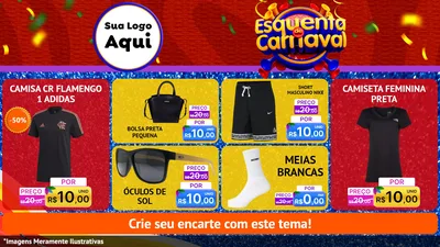 Modelo de TV para TV Horizontal com o tema Esquenta de Carnaval para Roupas e acessórios