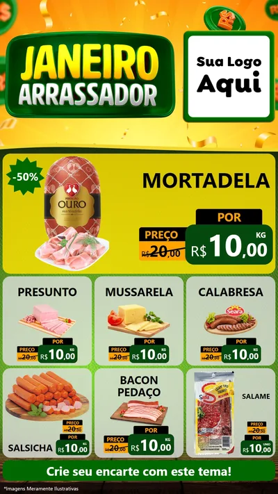 Modelo de Rede Social para Stories com o tema Janeiro Arrasador para Frios e Laticínios