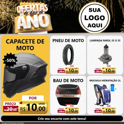 Modelo de Rede Social para Feed Facebook com o tema Ofertas de Fim de Ano para Moto peças