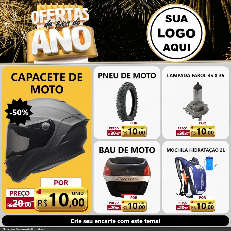 Modelo de Rede Social para Feed Facebook com o tema Ofertas de Fim de Ano para Moto peças