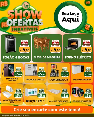 Modelo de Rede Social para Feed Instagram com o tema Show de Ofertas Imbatíveis para Móveis e Eletro