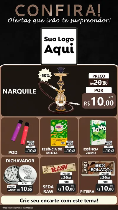 Modelo de Rede Social para Stories com o tema Confira! Ofertas que irão te surpreender! para Tabacaria
