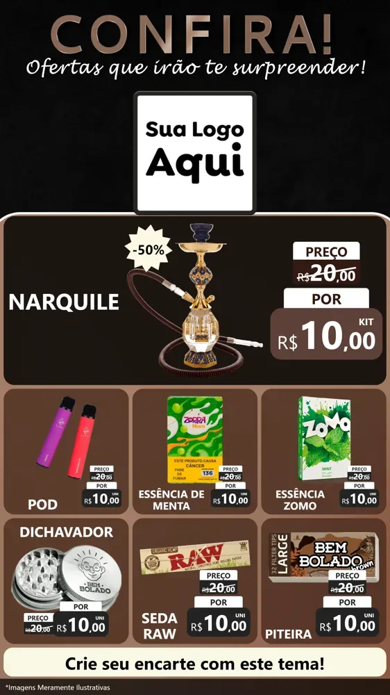 Modelo de Rede Social para Stories com o tema Confira! Ofertas que irão te surpreender! para Tabacaria