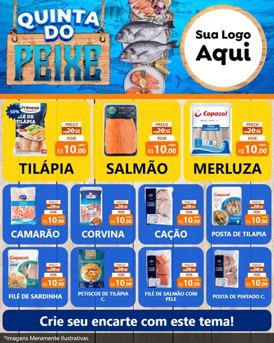 Modelo de Rede Social para Feed Instagram com o tema Quinta do Peixe para Peixaria