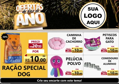 Modelo de Encarte para Encarte A4 Horizontal com o tema Ofertas de Fim de Ano para Pet Shop