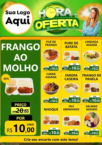 Modelo de Encarte para Encarte A4 Vertical com o tema Hora da Oferta para Restaurante