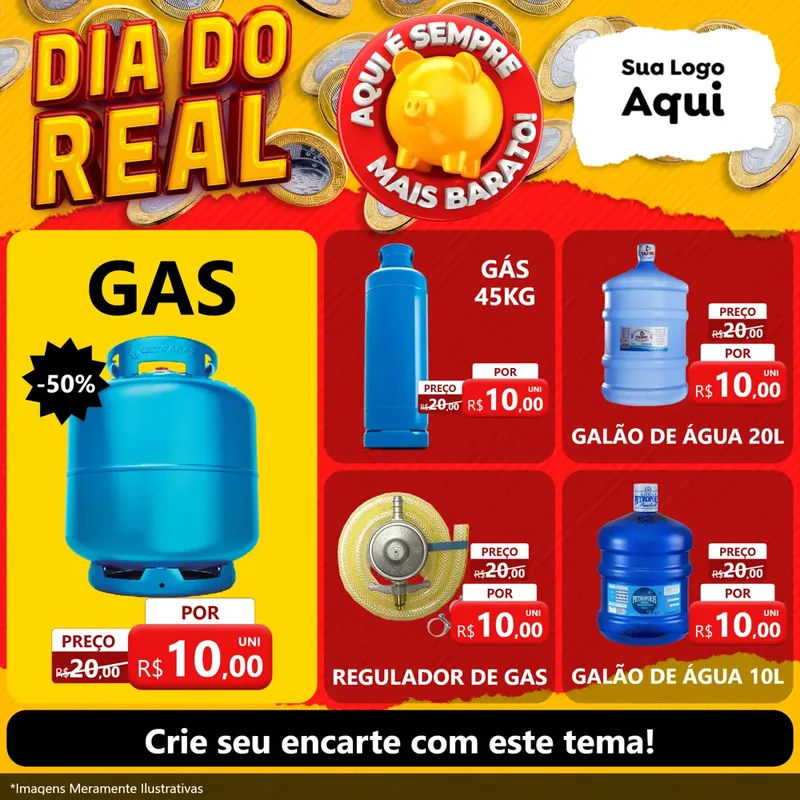 Modelo de Rede Social para Feed Facebook com o tema Dia Do Real para Água e gás