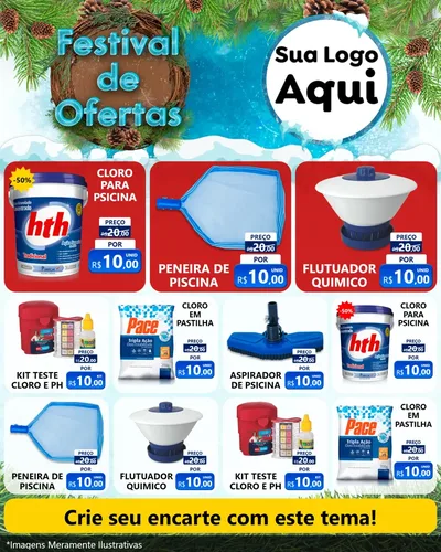 Modelo de Rede Social para Feed Instagram com o tema Festival de Ofertas - Inverno para Produtos para Piscina
