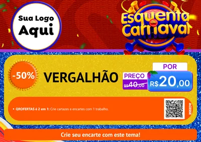 Modelo de Cartaz para Cartaz A4 Horizontal com o tema Esquenta de Carnaval para Ferragens