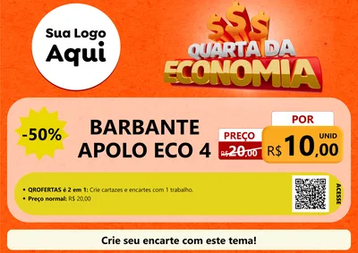 Modelo de Cartaz para Cartaz A4 Horizontal com o tema Quarta da Economia para Armarinho e Aviamentos