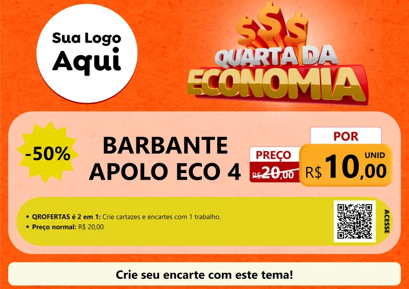 Modelo de Cartaz para Cartaz A4 Horizontal com o tema Quarta da Economia para Armarinho e Aviamentos