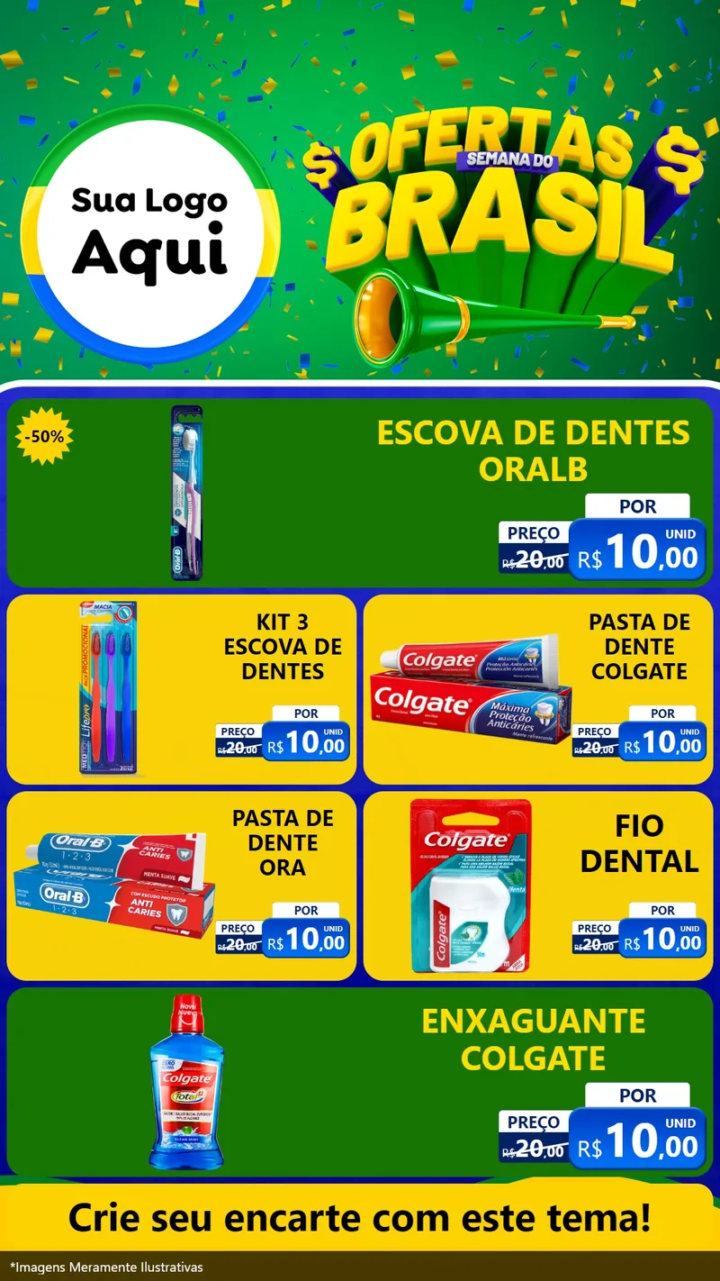 Modelo de TV para TV Vertical com o tema Ofertas Semana do Brasil para Higiene Pessoal