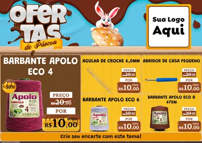 Modelo de Encarte para Encarte A4 Horizontal com o tema Ofertas de Páscoa para Armarinho e Aviamentos