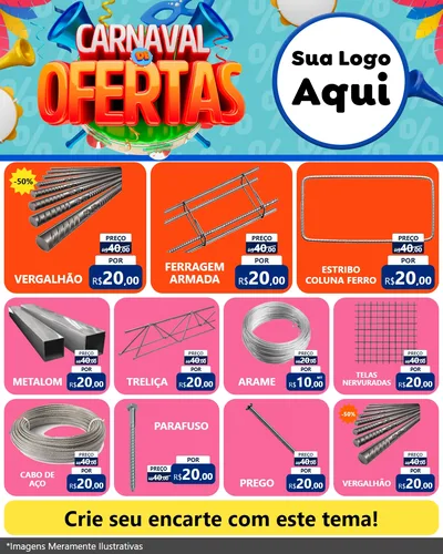 Modelo de Rede Social para Feed Instagram com o tema Carnaval de Ofertas para Ferragens