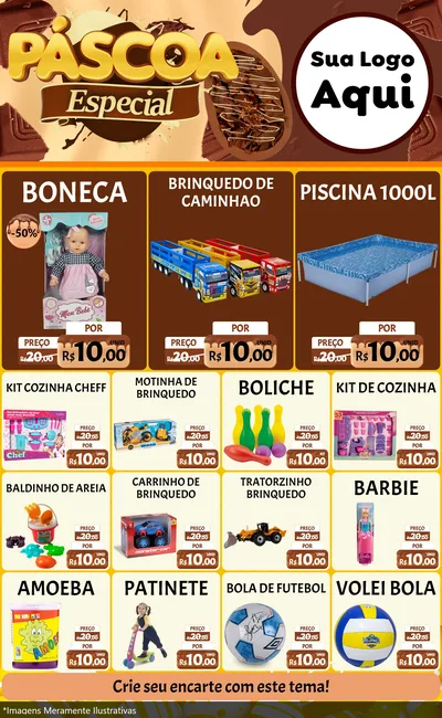 Modelo de Encarte para Encarte Grande com o tema Páscoa Especial para Brinquedos
