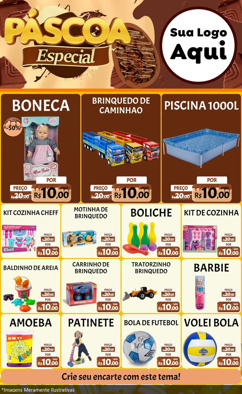 Modelo de Encarte para Encarte Grande com o tema Páscoa Especial para Brinquedos