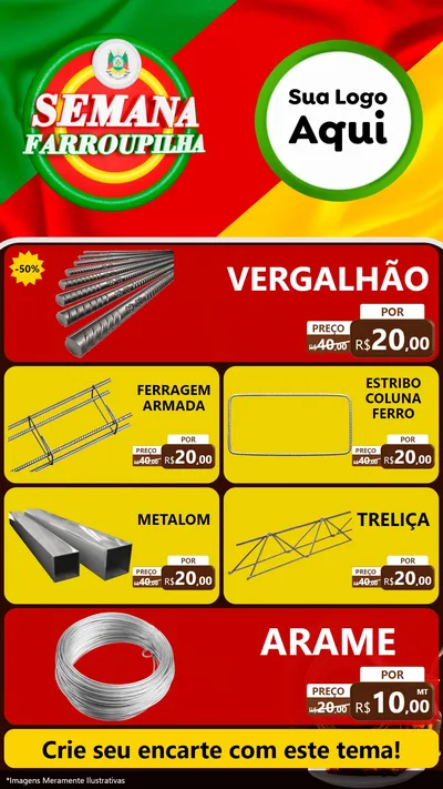 Modelo de TV para TV Vertical com o tema Semana Farroupilha para Ferragens