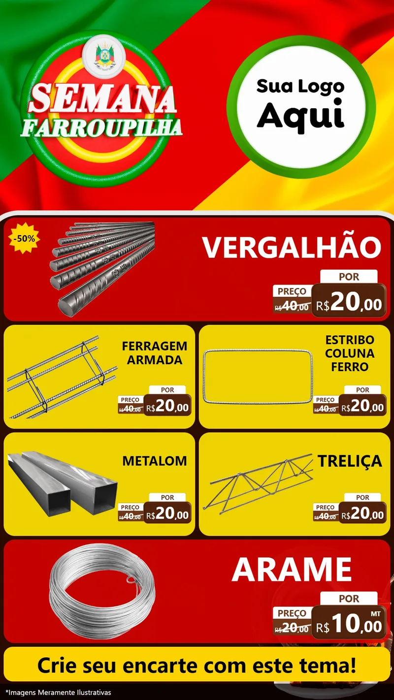 Modelo de TV para TV Vertical com o tema Semana Farroupilha para Ferragens