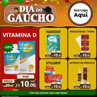 Modelo de Rede Social para Feed Facebook com o tema Dia do Gaúcho para Farmácia