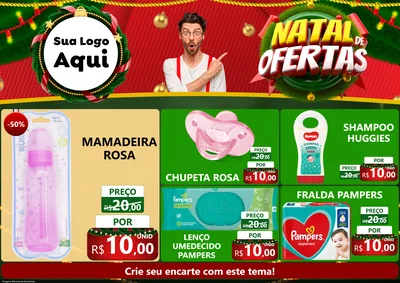 Modelo de Encarte para Encarte A4 Horizontal com o tema Natal de Ofertas para Bebês