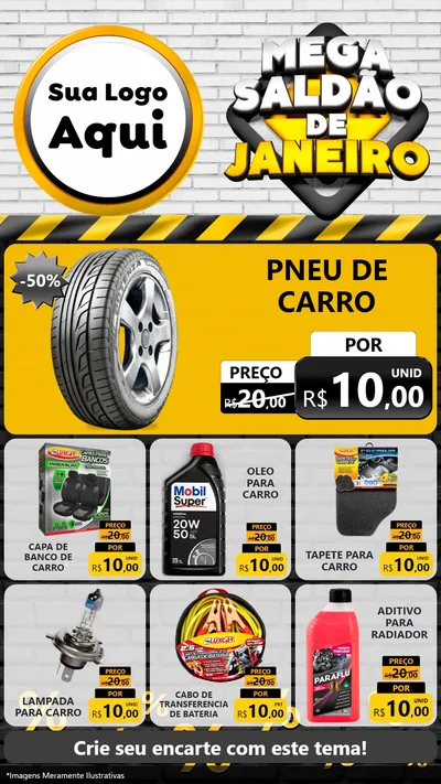 Modelo de Rede Social para Stories com o tema Mega Saldão de Janeiro para Auto peças