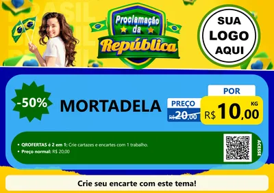Modelo de Cartaz para Cartaz A4 Horizontal com o tema Proclamação da República para Frios e Laticínios