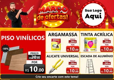 Modelo de Encarte para Encarte A4 Horizontal com o tema Março de Ofertas! para Material para Construção