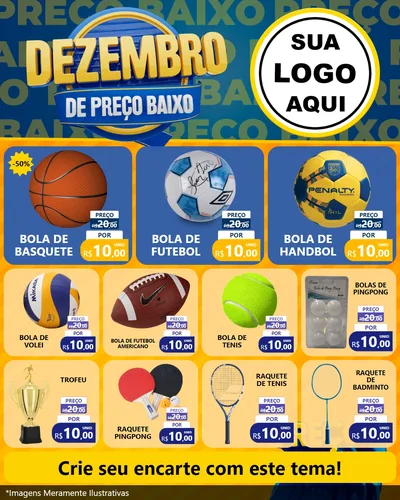 Modelo de Rede Social para Feed Instagram com o tema Dezembro de Preço Baixo para Artigos Esportivos