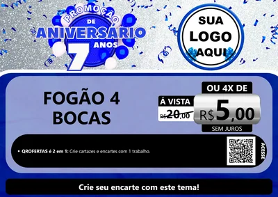 Modelo de Cartaz para Cartaz A4 Horizontal com o tema Promoção de Aniversário - 7 Anos para Móveis e Eletro