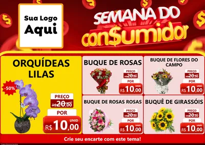 Modelo de Encarte para Encarte A4 Horizontal com o tema Semana do Consumidor para Floricultura e jardim