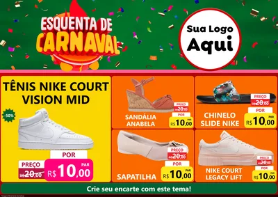Modelo de Encarte para Encarte A4 Horizontal com o tema Esquenta de Carnaval para Calçados