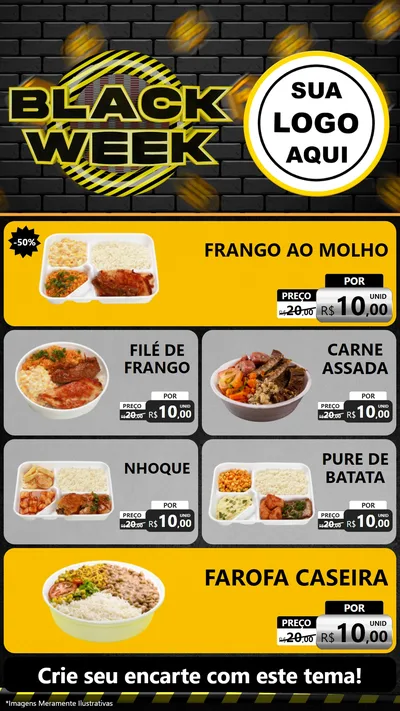 Modelo de TV para TV Vertical com o tema Black Week para Restaurante