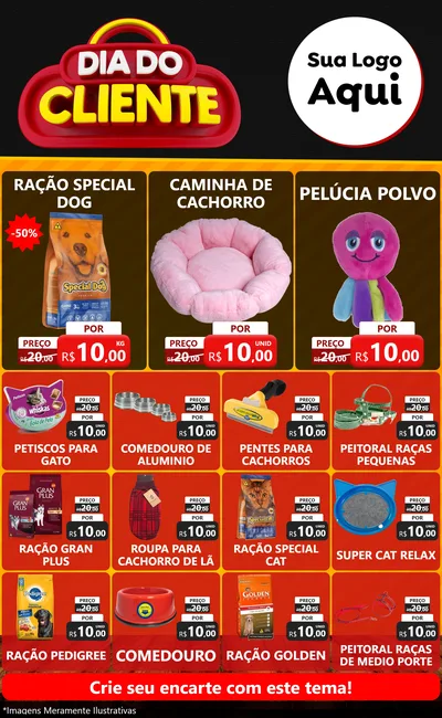 Modelo de Encarte para Encarte Grande com o tema Dia do Cliente para Pet Shop