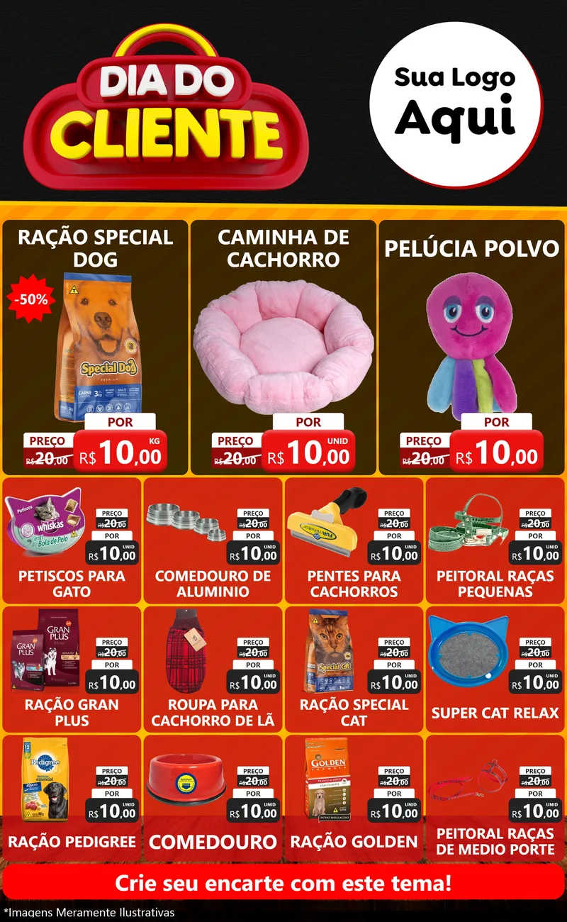 Modelo de Encarte para Encarte Grande com o tema Dia do Cliente para Pet Shop