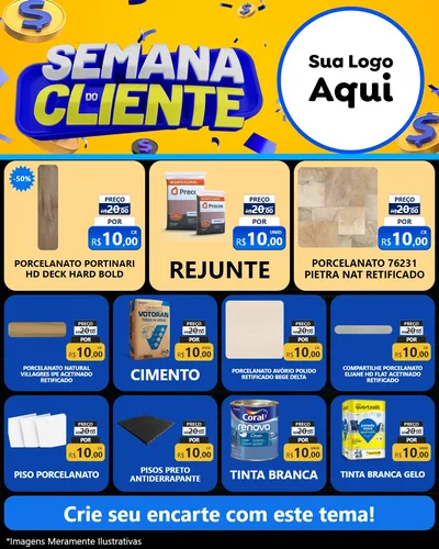 Modelo de Rede Social para Feed Instagram com o tema Semana do Cliente para Pisos e revestimentos