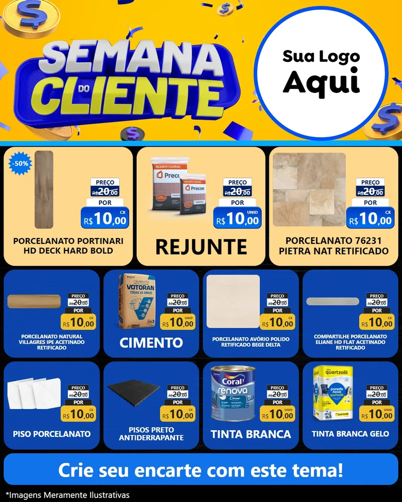 Modelo de Rede Social para Feed Instagram com o tema Semana do Cliente para Pisos e revestimentos