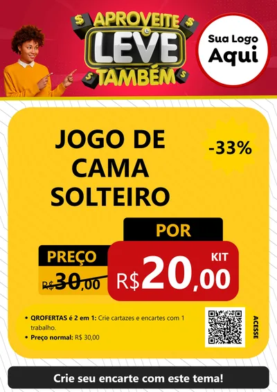 Modelo de Cartaz para Cartaz A4 Vertical com o tema Aproveite e Leve Também para Cama, Mesa e Banho